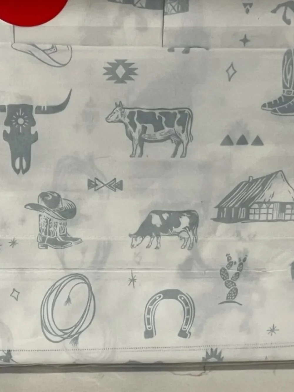 WRANGLER KING On the Ranch Sheet Set 6pc New White Blue Western Cowboy Boots Hat